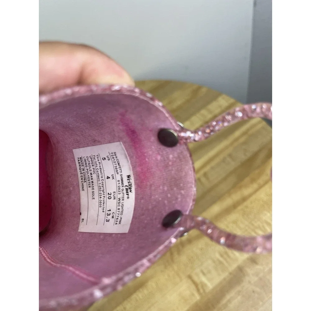 Western Chief Rain Boots‎ Abby Toddler Girls Sz 5 Lights Waterproof Glitter Pink